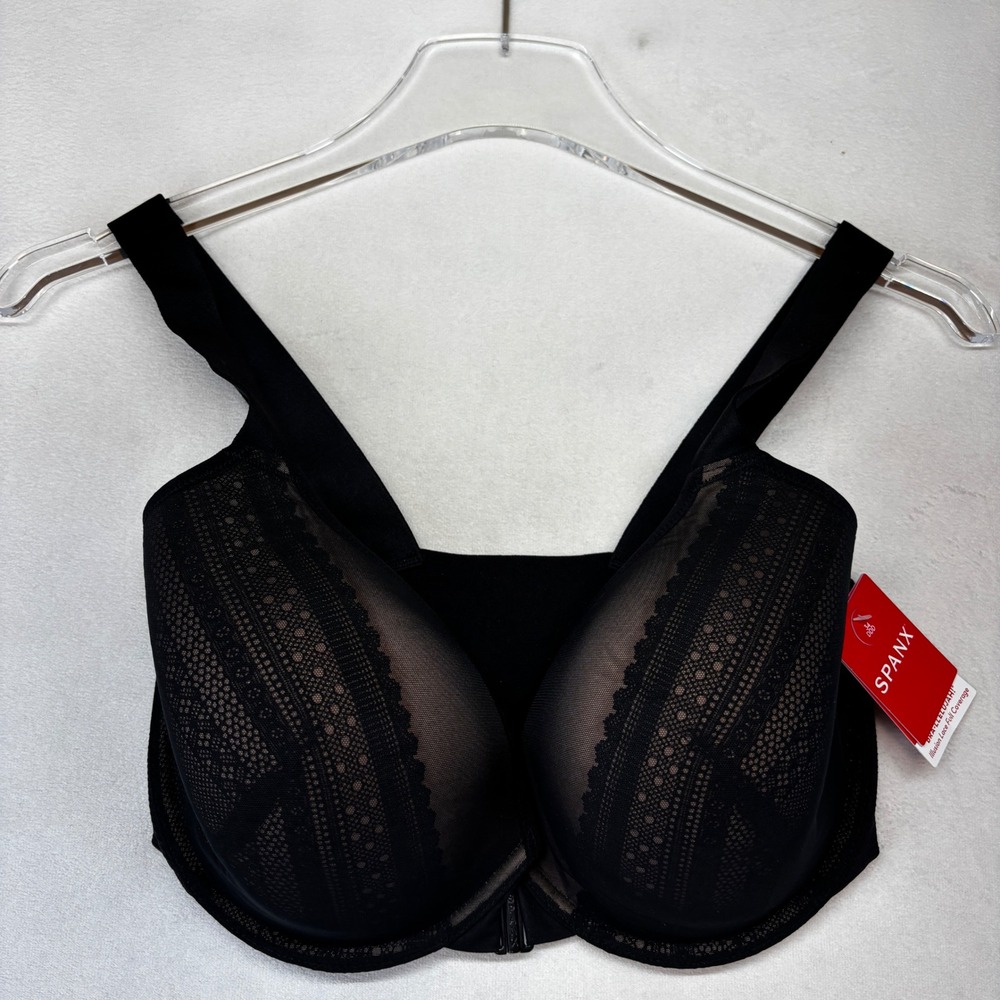 Spanx Bra-llelujah Illusion Lace Full Coverage‎ Bra Women 34DDD Black 30061R New